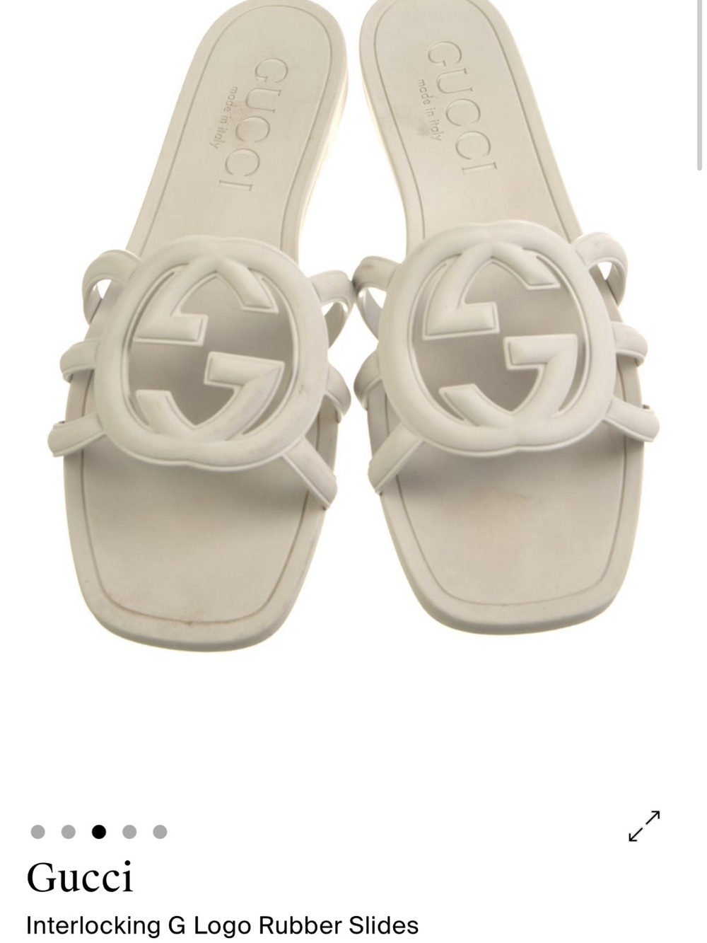 Gucci Cream Interlocking G Rubber Slide Sandals